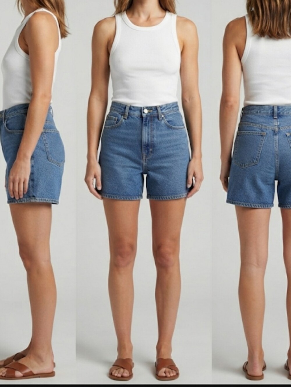 Denim Shorts Medium Blue Wash High Rise Stretch 5.5" Inseam Size Small